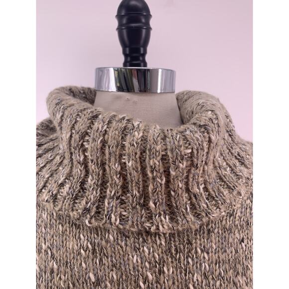 SOFT Joie Women's Turtleneck Sweater Oatmeal Chunky Knit Metallic Thread M - Picture 4 of 8